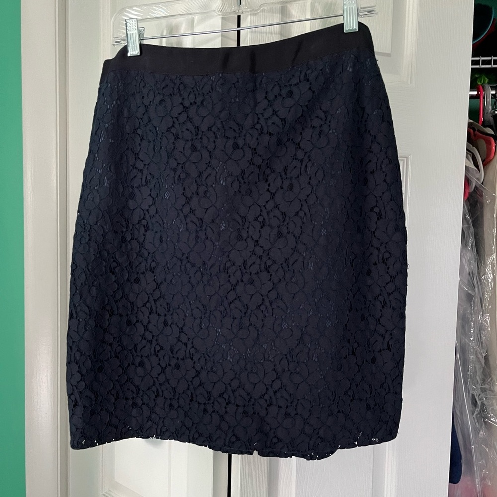 J.Crew Navy Lace Pencil Skirt